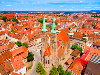 Naklejka premium Nuremberg old town aerial panoramic view
