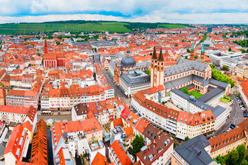 Fototapeta na wymiar Wurzburg old town aerial panoramic view