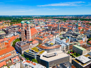 Obraz premium Marienplatz aerial panoramic view in Munich city, Germany