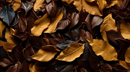 Autumn leaves, chocolate texture. Generated AI