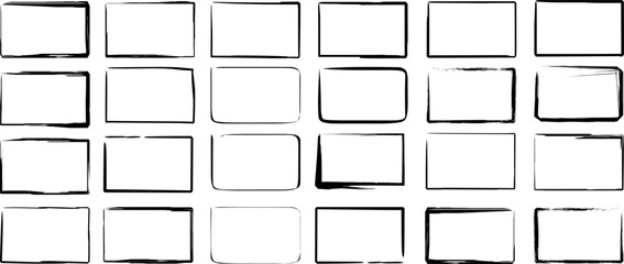 Set hand drawn rectangle, felt-tip pen objects. Text box and frames. - obrazy, fototapety, plakaty