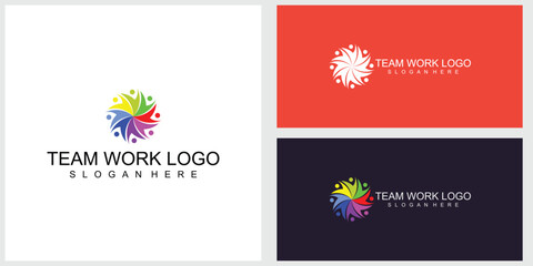 Fototapeta na wymiar Premium Vector | Team work logo design corporate peoples vector template