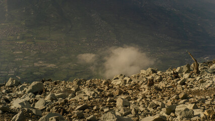 sulfur rocks on the mountain