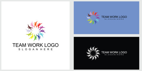 Premium Vector | Team work logo design corporate peoples vector template
