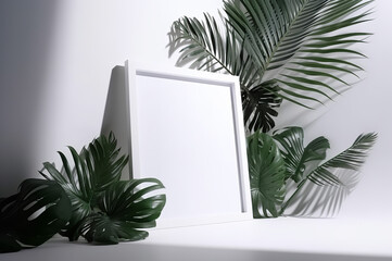 Picture Frame For Text With Beautiful Plants. Generative Ai