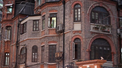 The old buildings view located in Shanghai of the city in China