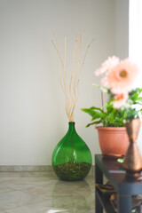 Green Damigiana glass a decor house concept