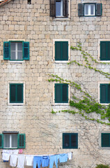Traditional old Mediterranean houses built on the rocks in Split, Croatia. 