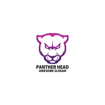 panther head logo design gradient line art