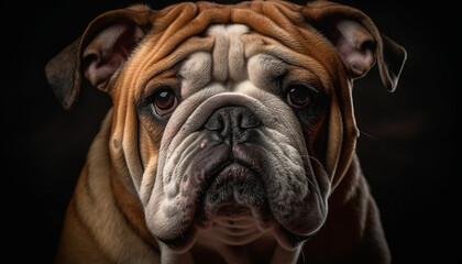 Cute French bulldog puppy portrait looking sad generated by AI