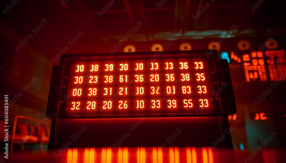 Aufkleber glowing digital display shows countdown to event generated by ai