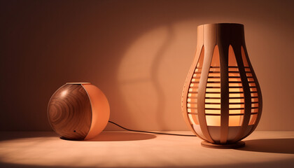 Modern lamp illuminates elegant home interior decor generated by AI