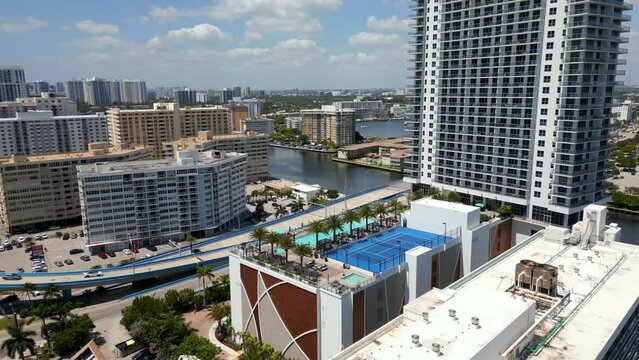 Aerial video Hyde Beach House Residence  Resort pool tennis courts