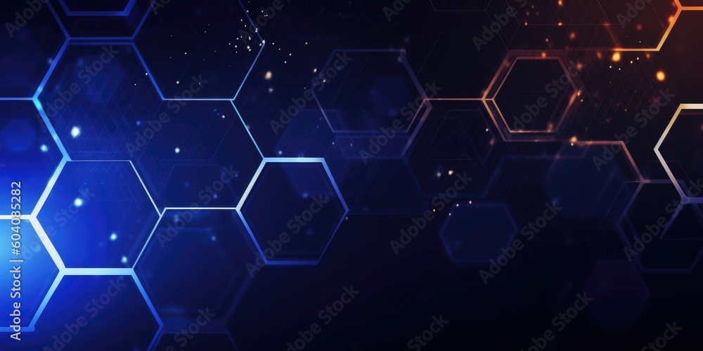 Poster blue hexagon technology abstract background. generative ai aig21.
