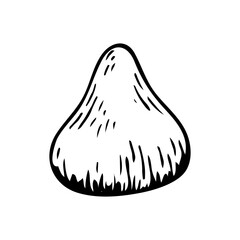 Chocolate truffle candy sketch. Confectionery sweet food. Delicious dessert. Yummy. Cocoa bean product. Hand drawn vector doodle illustration.