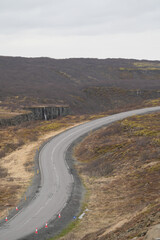 winding road in the mountains of Iceland.