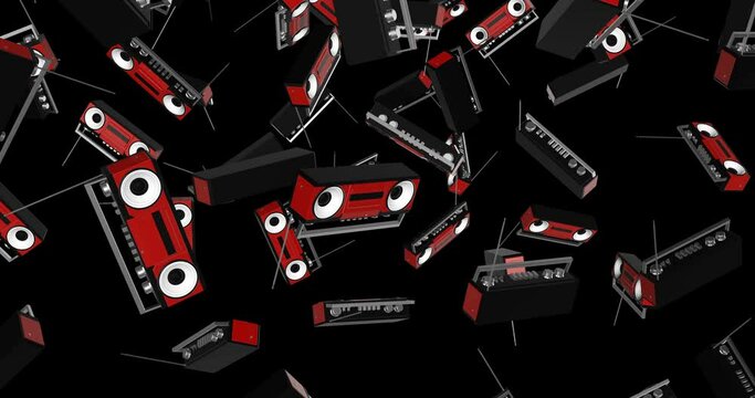 Boombox falling slow motion 3d animation