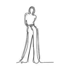 One line vector illustration. Female body. Fashion icon. Minimalism
