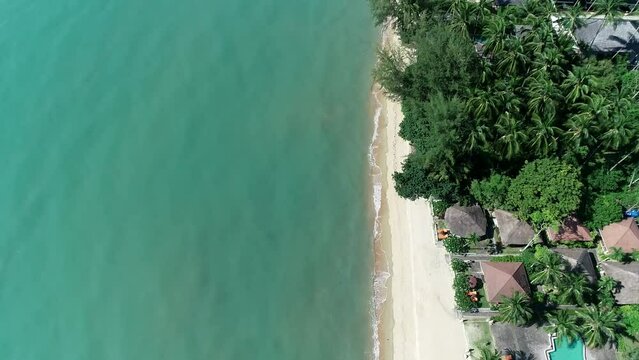 drone flight along the beach in thailand, lipa noi beach