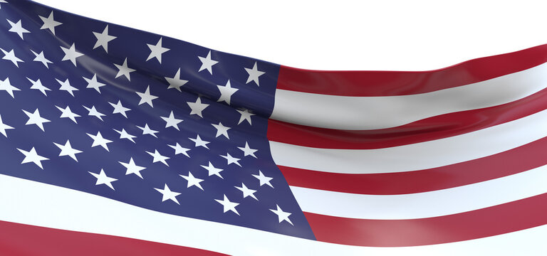 United States flag isolated on white banner