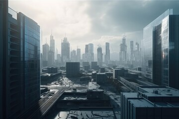 Fototapeta na wymiar Modern skyline of urban cityscape. Created with Generative AI technology. 