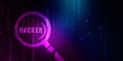 2d illustration cyber crime and internet privacy hacking.Network security,cyber attack,computer virus,ransomware and malware concept