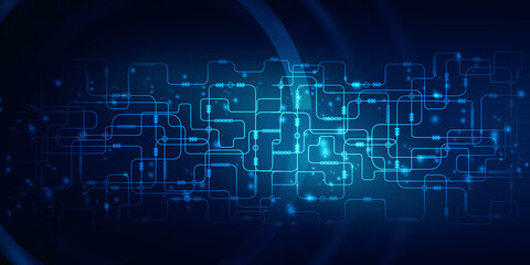 2d illustration Abstract futuristic electronic circuit technology background