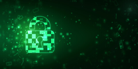 2d illustration Safety concept: Closed Padlock on digital background