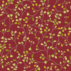 Beautiful spring illustration with leaves. Seamless pattern.