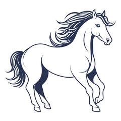 Fototapeta na wymiar Vector image of a horse with a long mane and tail on a white background. Design elements for logo, label, emblem, and sign.