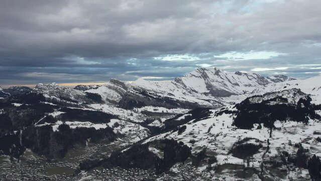 Sky and mountains of the Alps in timelapse