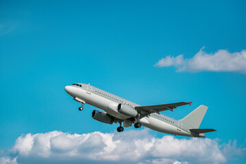 Naklejka premium Airplane taking off, transportation background
