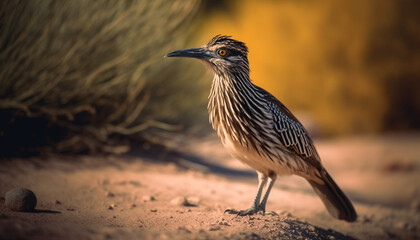 Egret standing on branch, watching tranquil sunset generated by AI