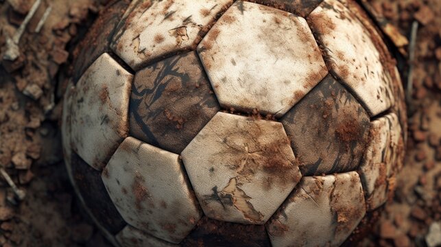 a close-up of a dirty soccer ball