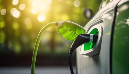 Foto op Aluminium Green handle pumps biofuel for hybrid vehicle generated by AI © Stockgiu