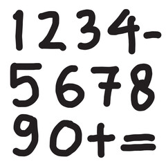 Numbers set in hand drawn style.Number doodles illustration.