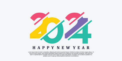 2024 happy new year logo design 2024 number vector illustration