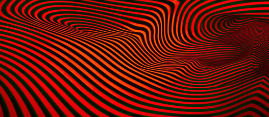 Abstract red and black striped optical illusion background wallpaper