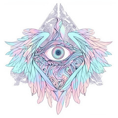 Obraz premium Colorful eye with wings tattoo design,