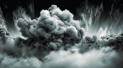 smoke background in black and white, in the style of romantic moonlit seascapes, mist. Generative Ai Illustration.
