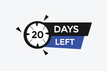 20 days left countdown template, 20 day countdown left banner label button eps 20   
 