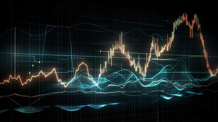 Glowing Stock Market Graph on Digital Screen