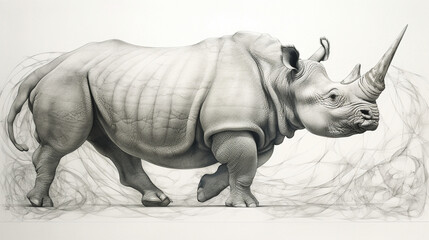 Obraz premium rhino on white background Generative AI 