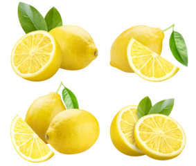 Collection of delicious lemon fruits cut out