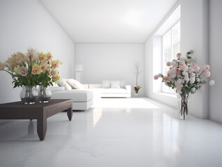 Interior home design. Modern living room decoration. AI generated.