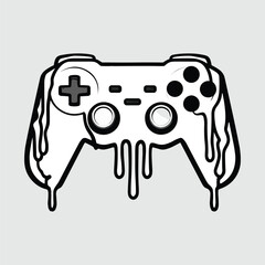 A game controller with dripping paint on it
