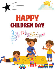 Fototapeta na wymiar Happy Children's Day Poster