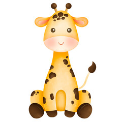 Fototapeta na wymiar Cute giraffe cartoon isolated 