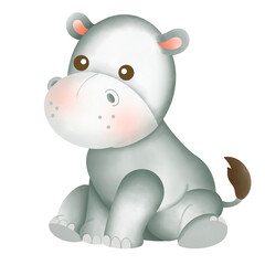 Cute hippopotamus cartoon illustration