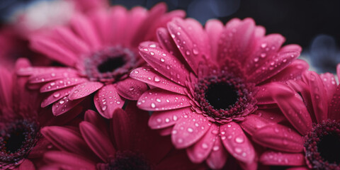 Rosa Gerbera Blüten mit dunklen Hintergrund  - mit KI erstellt